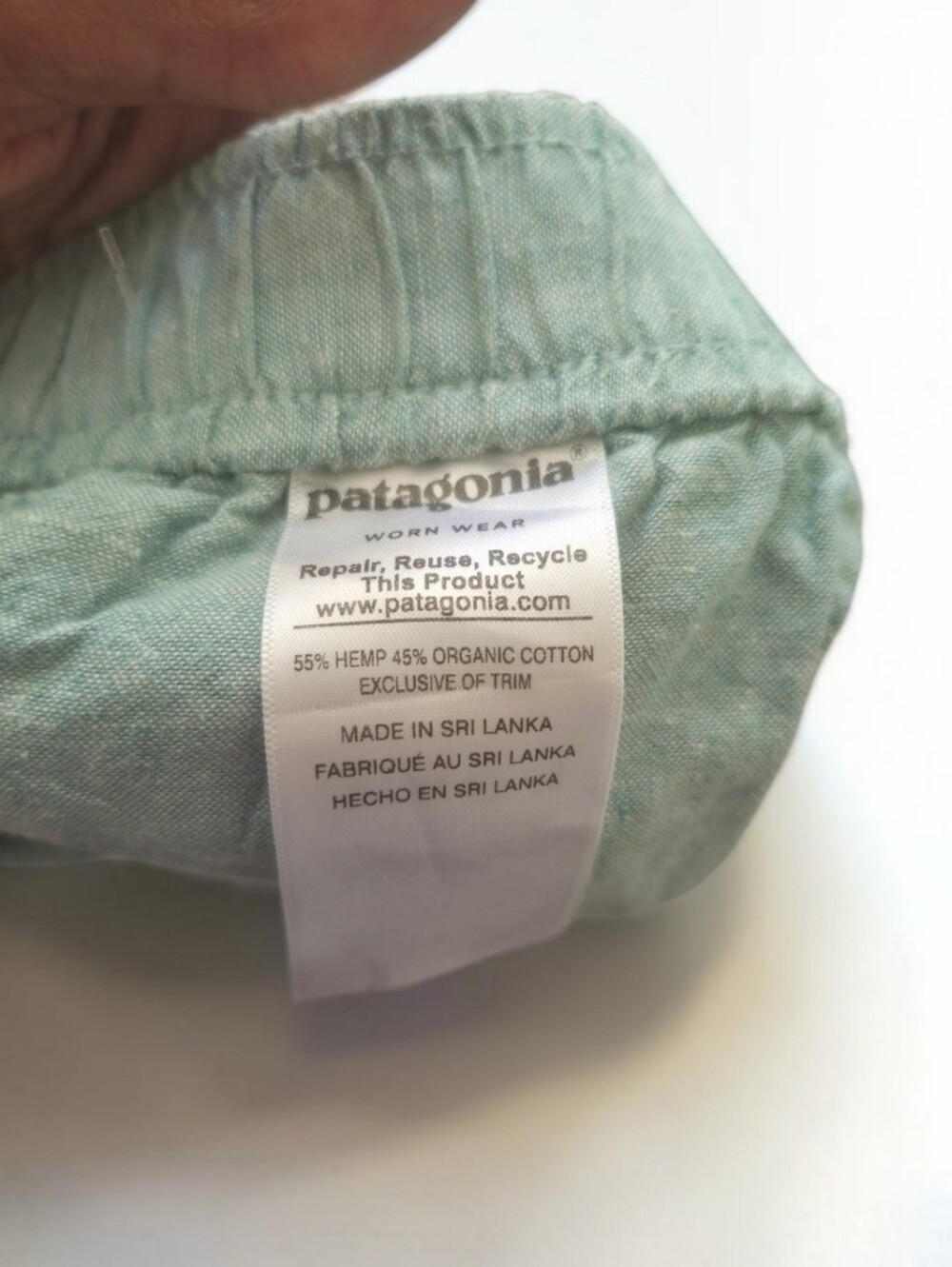 Patagonia Hemp Organic Cotton Shorts Women's M Sage Green Elastic Waist - Picture 3 of 4